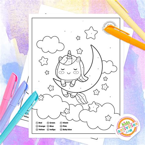 unicorn color  number numbers   coloring pages kids activities blog