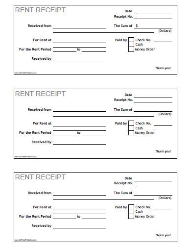 printable rent receipt template business