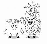 Pineapple Kokos Ananas Kokosnoot Drinkt Kleuren Kolorowanka Druku Drinks Maestra Malowankę Wydrukuj Coloringfolder sketch template