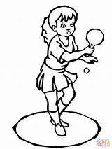 Ping Pong Girl Coloring Pages Plays Printable Tennis Table sketch template