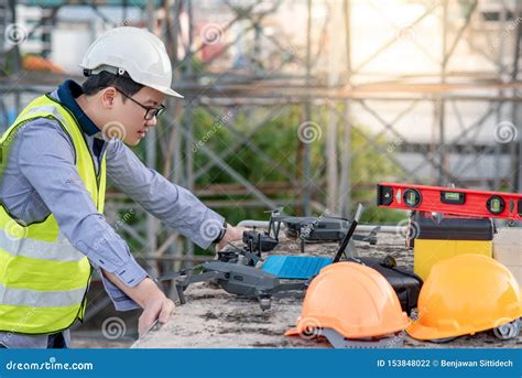 asian engineer man  drone  site survey stock photo image  flying control
