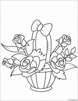 Basket Pages Coloring Roses Color Flower Online sketch template