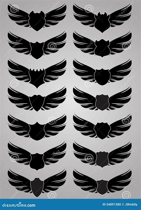 Wings With Shields Stock Vector Illustration Of Winged 54891380