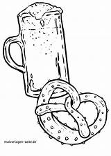 Brezel Bier Malvorlage Lebensmittel Ausmalen Trinken Essen sketch template
