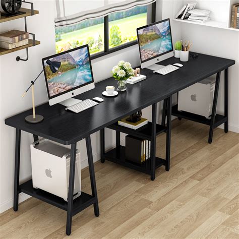tribesigns  inches computer desk extra long  person desk  storage shelf walmartcom