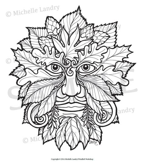 green man adult coloring page