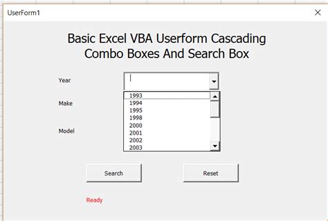 cascading combo boxes excel vba userform    excel vba tutorials