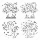 Seasons Clipart Four Trees Clip Vector Coloring Illustration Season Stock Summer Depositphotos Fall Spring Winter Tree Pages Choose Board 1023 sketch template