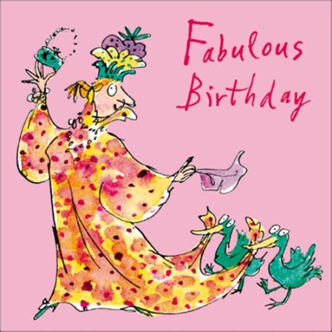 Lady On Bike Happy Birthday Quentin Blake Greeting Card Cards