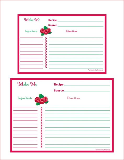 recipe cards  printable