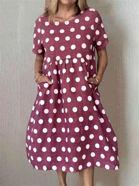 zolucky women polka dots pockets casual summer dresses
