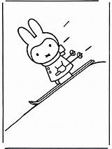 Nijntje Coloring Kleurplaat Miffy Winter Rabbit Little Pages Kleurplaten Ski Advertisement Bezoeken Library Clipart Comments Annonse Skis sketch template