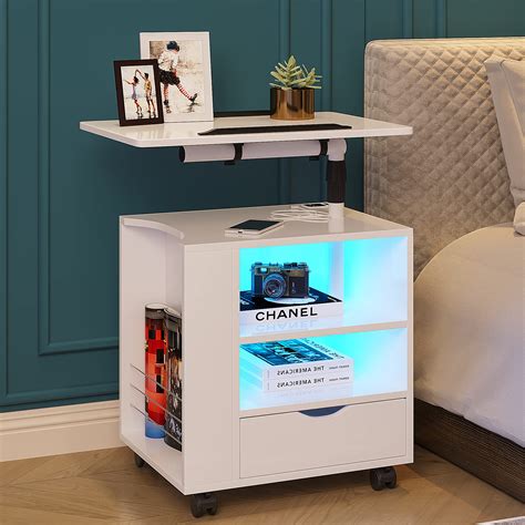 buy hnebc auto led nightstand   usb charging stationmodern white nightstand  adjustable