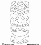 Tiki Coloring Pages Hawaiian Masks Mask Printable Head Template Luau Kids Print Draw Statue Crafts Color Party Printables Faces Clipart sketch template