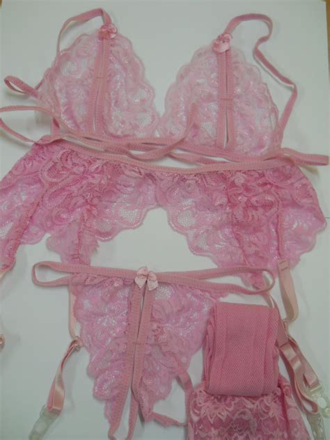 fashion care 2u fc2u l410 pink sexy bra garter belt stockings set
