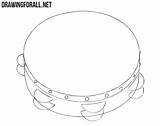 Tambourine Draw Drawing Step Cymbals Rivets Lesson sketch template