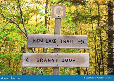 trail signs stock image image  park canada fall