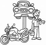 Mechanic Coloring Pages Motorcycle Car sketch template