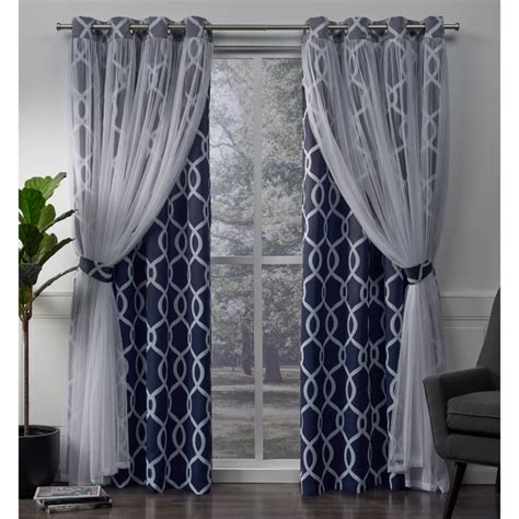 exclusive home curtains  pack carmela layered geometric blackout  sheer grommet top curtain