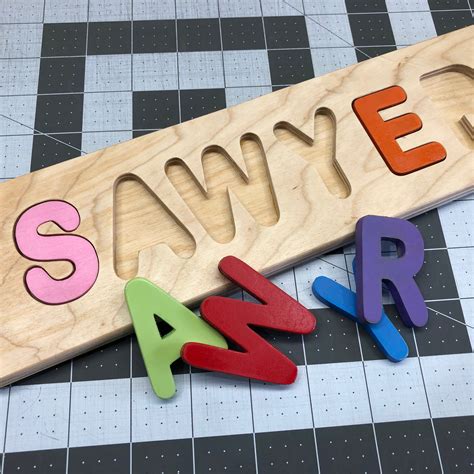 childs custom personalized wooden carved  puzzle