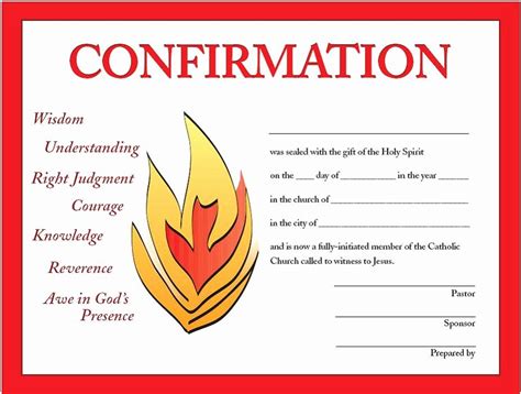 confirmation certificate template catholic fresh confirmation