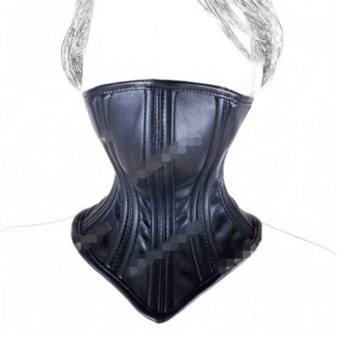 Pu Leather Nylon Neck Collar Corsets Ball Gag Bondage Posture