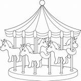 Carousel Clipart Line Carnival Park Clip Coloring Horses Amusement Cliparts Drawing Easy Pages Transparent Color Parks Sweetclipart Carousels Cute Carnivals sketch template