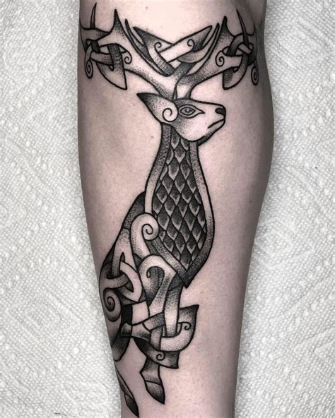 celtic stag tattoo tattoo ideas  inspiration stag tattoo traditional tattoo  piece