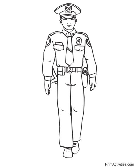 police officer coloring page  full uniform