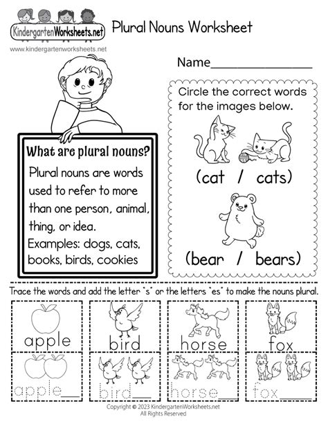 printable plural nouns worksheet