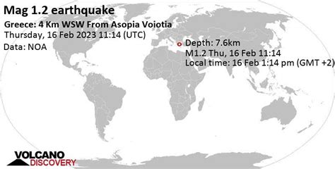 quake info minor mag  earthquake greece  km wsw  asopia voiotia  thursday feb
