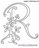 Coloring Pages Flowered Monograms Alphabet Magic sketch template
