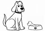 Dog Coloring Pages Printable Cute Smiling His Color Bowl Print Craft sketch template