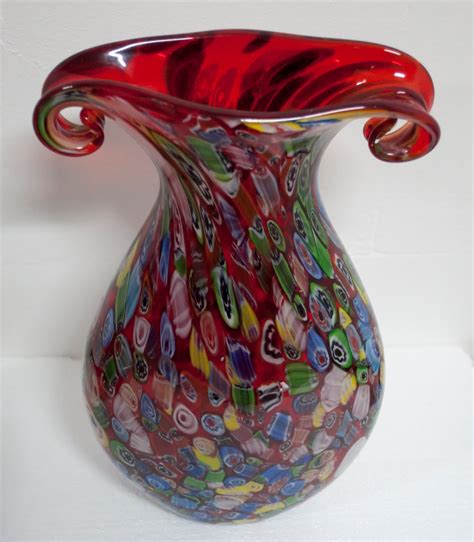 Vintage Italian Multicolored Murano Glass Vase From Fratelli Toso