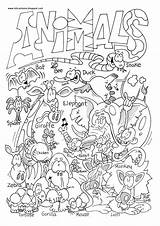 Coloring Animals Wild Pages Animal Worksheets Kids Printable African Print Esl sketch template