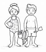 Coloring Body Parts Pages Kids Human Child Suit Girl Outline Bathing Swimsuit Drawing Preschool Anime Preschoolers Boy Swimming Bikini Clipart sketch template