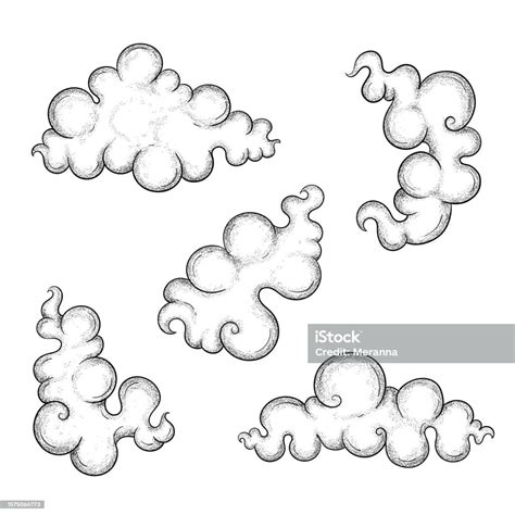 set of vector clouds in asian chinese japanese style oriental clouds in