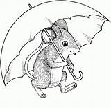 Mouse Under Umbrella Coloring Concepts Drawing Cartoon Kindergarten Pages Concept Worksheet Clip Printable Critters Cartoons Kids Worksheets Guide Print Line sketch template