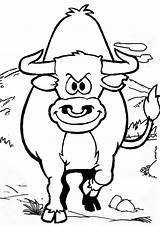 Coloring Bull Cartoon Angry Pages sketch template
