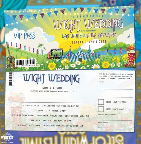 isle of wight festival themed wedding invitation wedfest festival