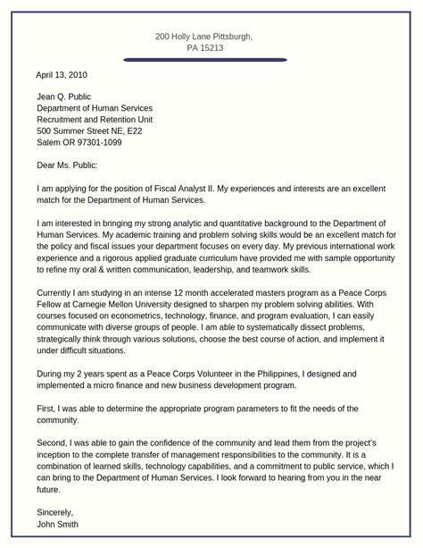federal cover letter sample   government job   template