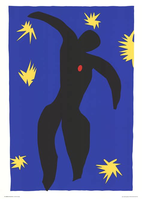 henri matisse  fall  icarus    serigraph  modernism black blue yellow