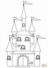 Castle Coloring Pages Fantasy Printable Drawing Fairytale Disney Simple Template Kids Castles Supercoloring Getdrawings Categories Paper sketch template