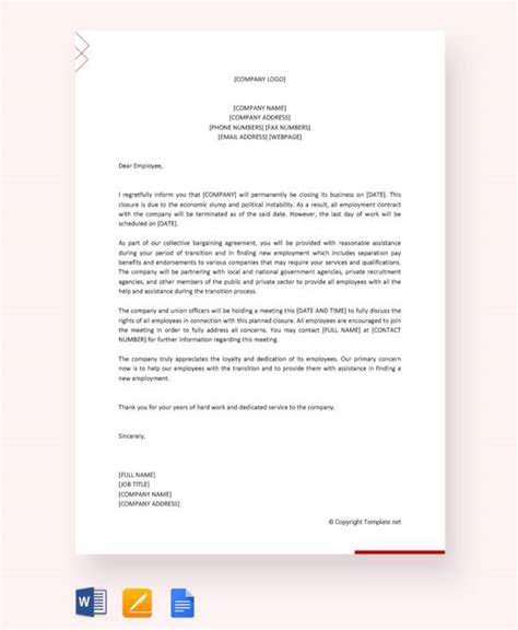 labace letter  request closure  business