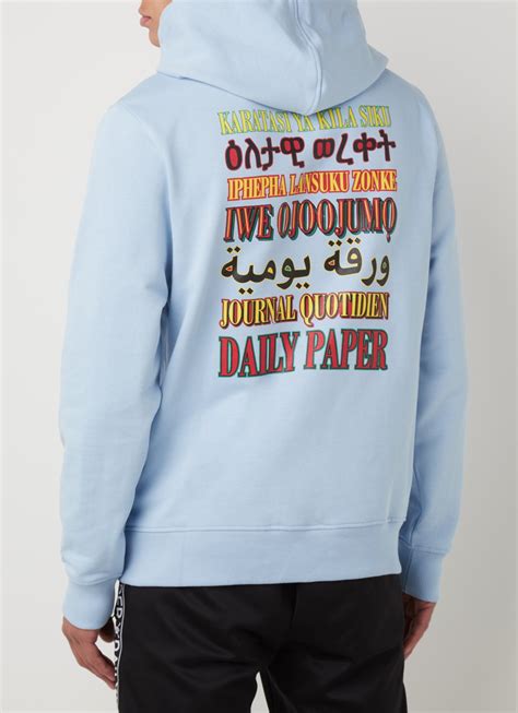 daily paper remulti hoodie met logo en backprint lichtblauw debijenkorfbe