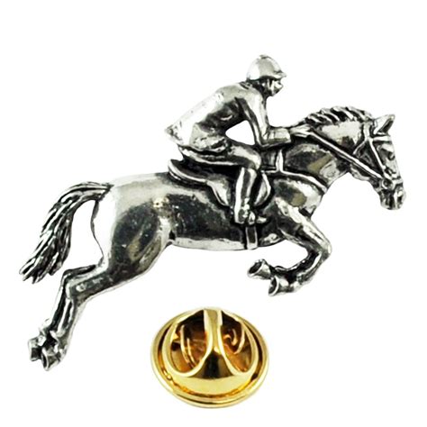 horse jockey english pewter lapel pin badge  ties planet uk