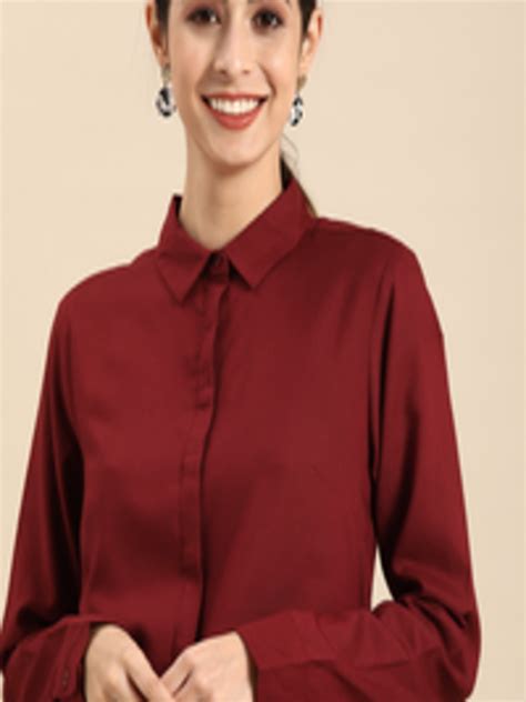 buy    maroon shirt style top tops  women  myntra