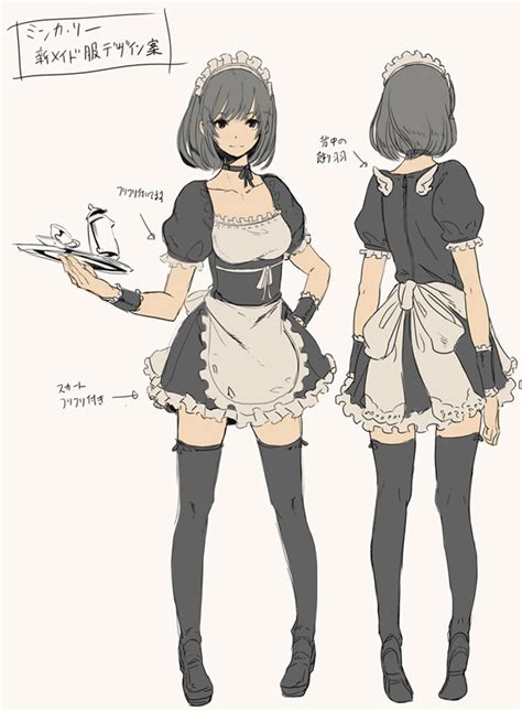 1girl Apron Choker Kneepits Legs Maid Maid Apron Maid Headdress Minka