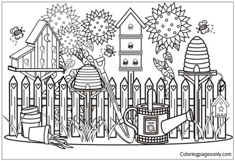 beautiful garden  coloring page  printable coloring pages