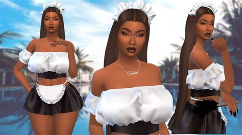 sims  halloween cute maid outfit cc links youtube